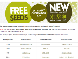 Free Cannabis Seeds From Seedsman With Every Purchase over £20